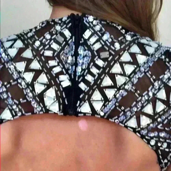 Long rhinestone top black evening gown - Picture 7 of 14